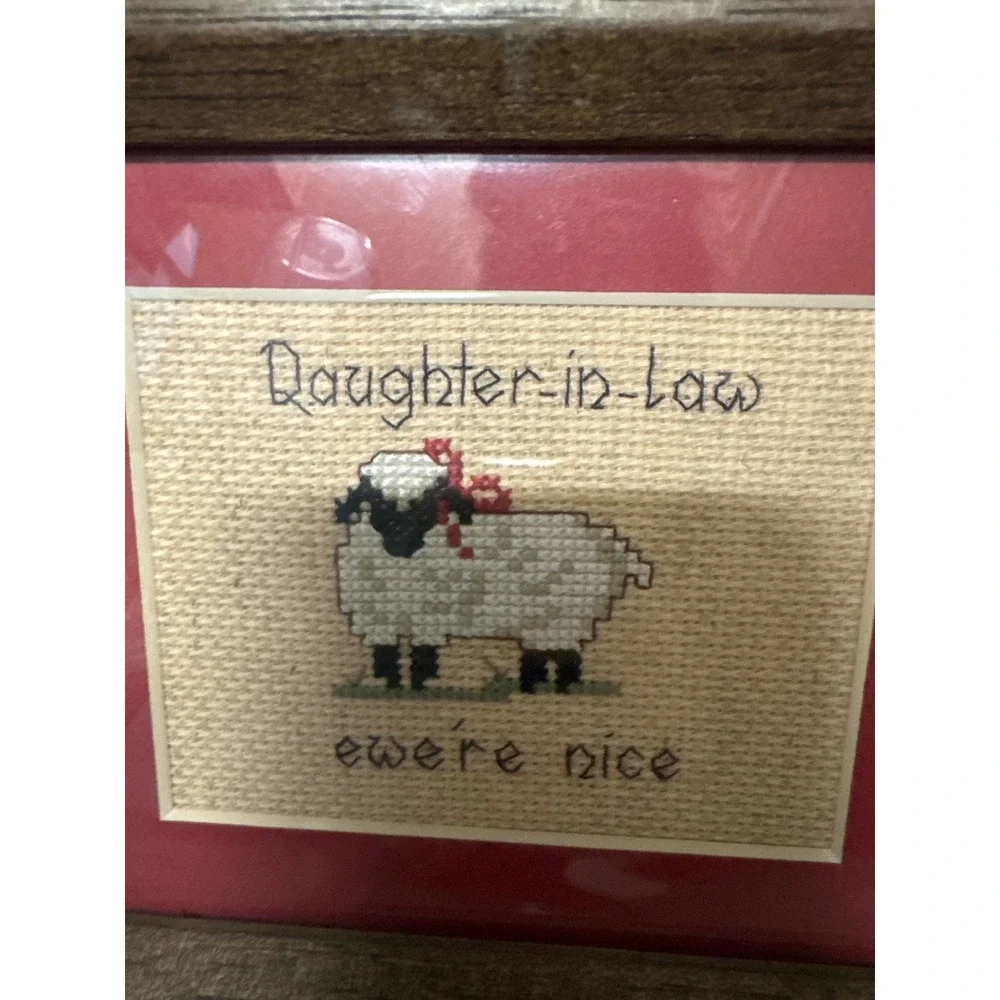 Handmade Framed Cross Stitch Daughter in Law Ewe're‎ Nice Sheep Decor 8